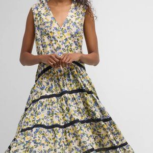 Merlette  Wallis Blue Floral Tiered Midi-Dress, L